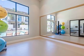 Spacious yoga room